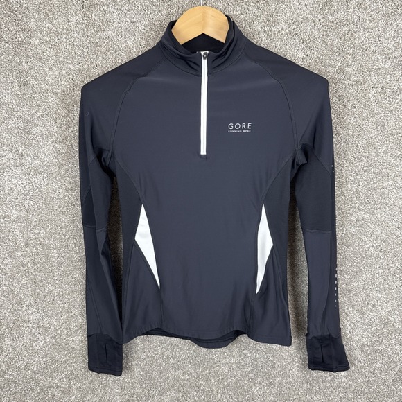 GORE‎ Running Wear 1/4 Zip Pullover Women's XS Black White - Picture 1 of 7
